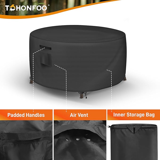 Bar Height Table Cover, Outdoor Table Cover Waterproof, UV Resistant Outdoor Lawn Patio Furniture Covers, 32" DIA x 28" H