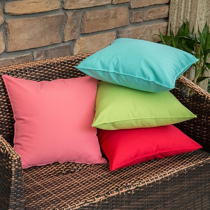 MIULEE Decorative Outdoor Waterproof Pillow Covers 18x18 Light Green | Decorative Patio Furniture,Pack of 2,Accent Square Soild Throw Pillow Covers,Summer Garden Tent Couch Sofa