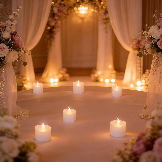 50 Pack LED Tea Lights, Last 100H+, Warm White Flickering Light