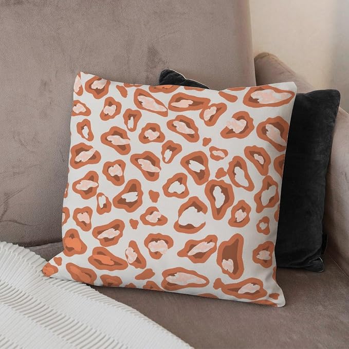 Chinoiserie Cheetah Print Cushion Cases Red Brown and Light Gray Throw Pillow Cover Modern Modern Decorative Pillow Covers for Patio Couch Sofa Office 24x24 in