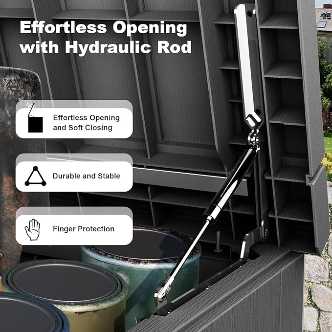 Deck Box Large Outdoor Storage for Patio Furniture,Outdoor Cushions,Garden Tools and Pool Supplies,Waterproof,Resin,Lockable (Black, 280 Gallon)