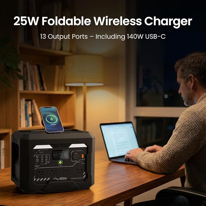 N1000 Solar Generator with 200W Solar Panel,1024Wh Portable Power Station 6H Fast Solar Charge, 25W Wireless Charger, LiFePO4 Battery for Home Backup, Off-Grid Camping