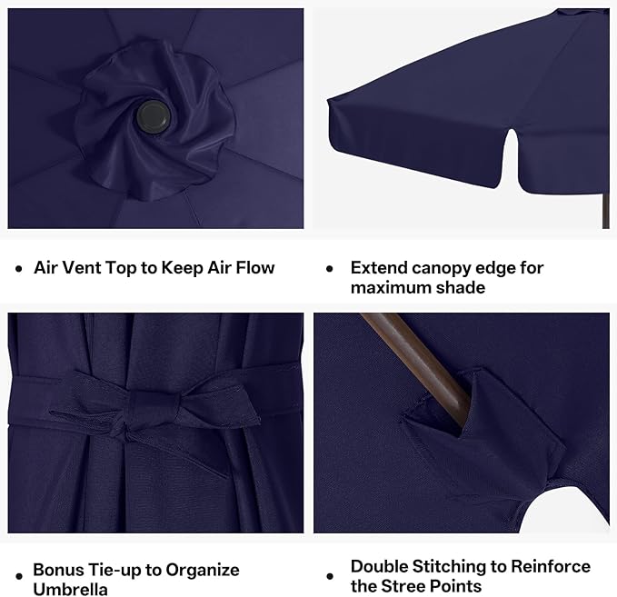 MASTERCANOPY Valance Patio Umbrella 10 ft Replacement Canopy for 8 Ribs-Navy Blue Canopy Only