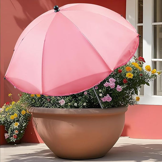 Voccos Upgraded Plant Umbrellas for Outdoor Plants 50" Tall 26" Canopy Adjustable Angle Garden Bed Shade Cover with Sturdy Metal Stake & UV Protection Plant Cover for Potted Plants Flower Pot