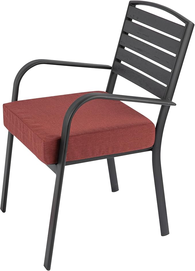FUNHOME Outdoor Cushion Covers 18 x 18 x 4 inch,Set of 2,Non-Slip Grips Bottom,Replacement Cushion Covers for Garden Patio Furniture Couch Chair,Fade-Resistant Slipcover Only,No Insert(Dark Red)