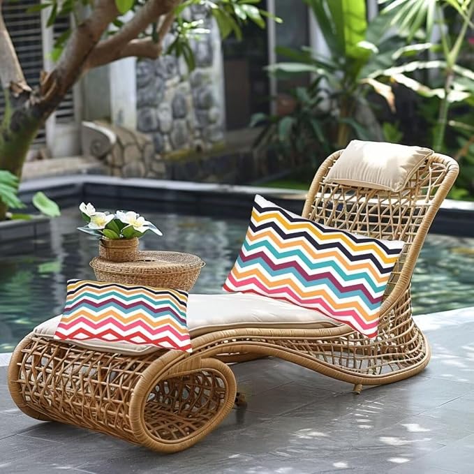 Outdoor Pillows Waterproof Set of 2 Outdoor Pillow Covers 16x24 Inch, Striped Throw Pillows Vintage Pillow Covers, Garden Decorative Pillows Outdoor Pillows for Patio Furniture Car Home Decor -hs304