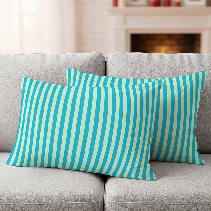 Lumbar Pillow Covers 20x12 Inch Set of 2, Modern Striped Waterproof Outdoor Cushion Covers, Geometric Abstract Minimalist Decorative Pillowcases for Couch, Sofa, Bed, Garden, Patio