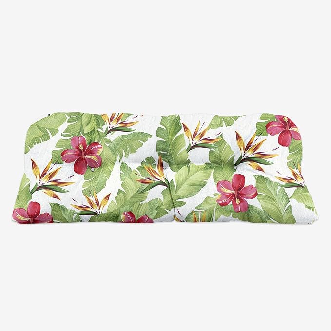 BrylaneHome Bh Performance Fabric Tufted Wicker Settee Cushion - Hibiscus