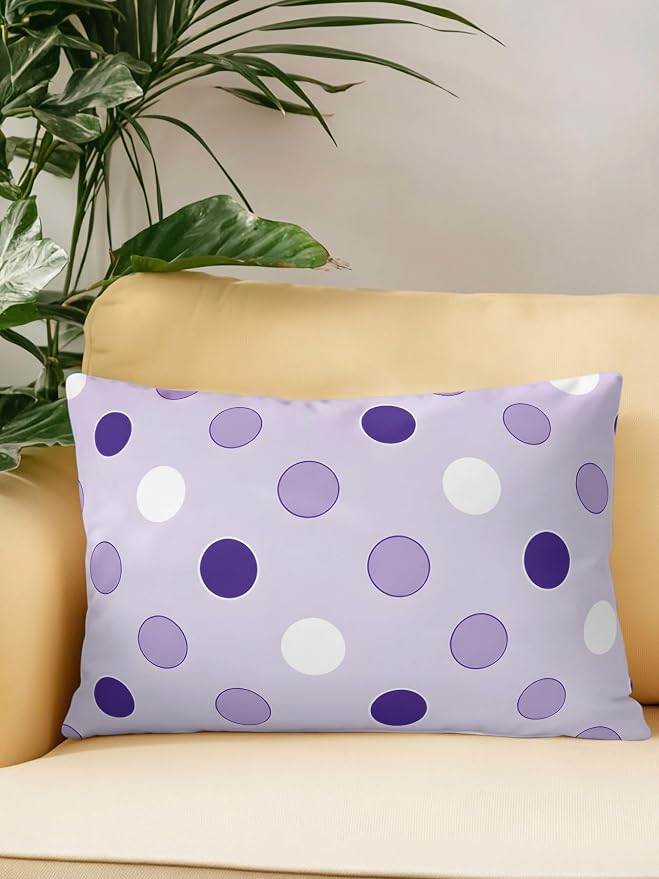Waterproof Outdoor Pillow 1 Pack Purple Polka Dots Decorative Throw Pillows Cover & Insert 20x12 Inch Lumbar Pillowcase Funny Circles Spots Pillows for Couch Sofa Bed Patio Furniture Indoor Outdoor