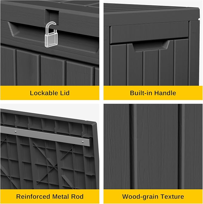 EAST OAK Outdoor Storage Box, 60 Gallon Deck Box Indoor and Outdoor Use, Black