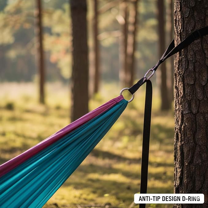 Portable Hammock, Camping Hammock for Outdoor Adventure, Double Hammock with Storage Bag, Lightweight Hammock for Patio Backyard Hiking Travel Beach