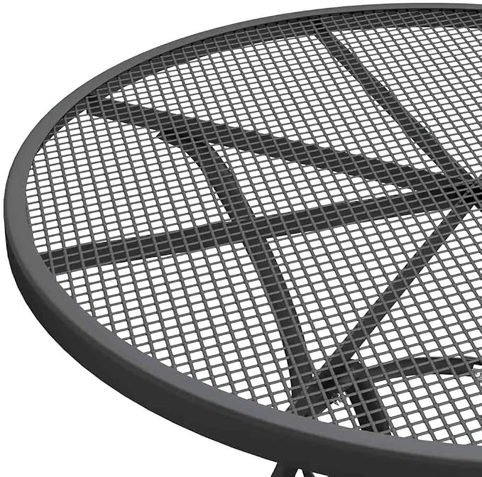 3 Piece Patio Dining Set Expanded Metal Mesh Anthracite Outdoor Folding Chairs with 7 Position Adjustable Backrest E-Coating Weatherproof Table for Garden Balcony Backyard