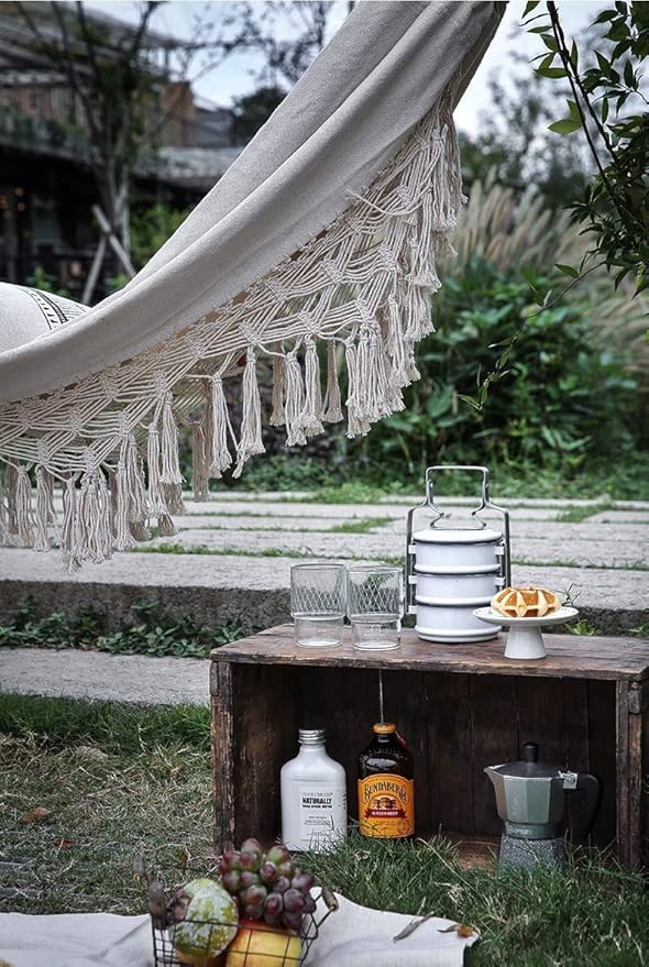 Outdoor Hammock Patio Hammock Beach Vacation Camping Climbing Traveling Hiking Picnic Outdoor Recreation Suitable for 2 Adults with a Maximum Load of 400lbs