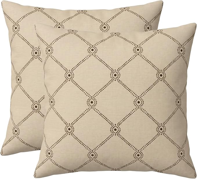 RSH DECOR: Sunbrella Square Throw Pillows Set of 2 | 24" x 24" | Water and Fade-Resistant Performance Fabric | Outdoor Pillow Covers with Down-Alternative Inserts | Made in USA (Arabia)