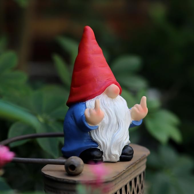 Middle Finger Gnome Mini 5.1in,Double Bird Gnome - Naughty Funny Outdoor Decoration for Yard Patio Lawn Ornament and Home Decor,Fairy Garden