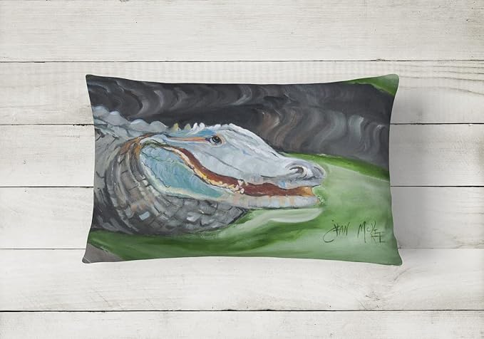 Caroline's Treasures JMK1003PW1216 Blue Alligator Canvas Fabric Decorative Pillow Machine Washable, Indoor Outdoor Decorative Pillow for Couch, Bed or Patio, 12HX16W