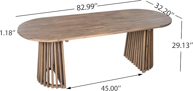 Christopher Knight Home Zoa Acacia Wood Dining Set for 6, Outdoor Dining Table with Dual Slatted Pedestal Bases, Outdoor Dining Chairs with Cushions, 7 Piece Patio Dinner Set, Beige/Light Teak/Brown