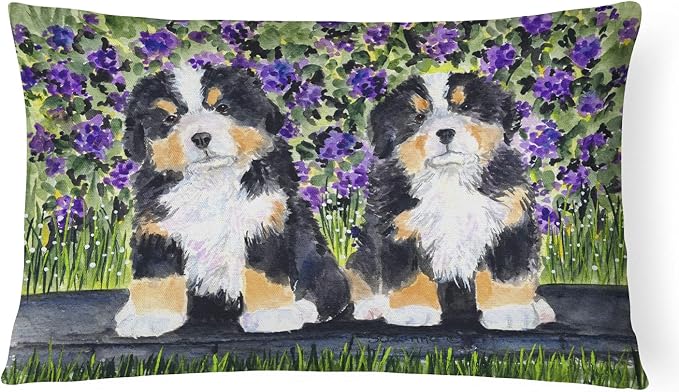 Caroline's Treasures SS8334PW1216 Bernese Mountain Dog Canvas Fabric Decorative Pillow Machine Washable, Indoor Outdoor Decorative Pillow for Couch, Bed or Patio, 12HX16W
