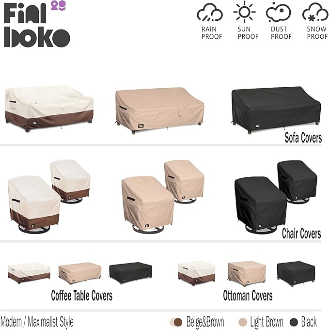 3-Seater Outdoor Couch Cover,85" Wx38 Dx35 H Patio Sofa Cover,100% Waterproof Heavy Duty Patio Furniture Covers,Light Brown