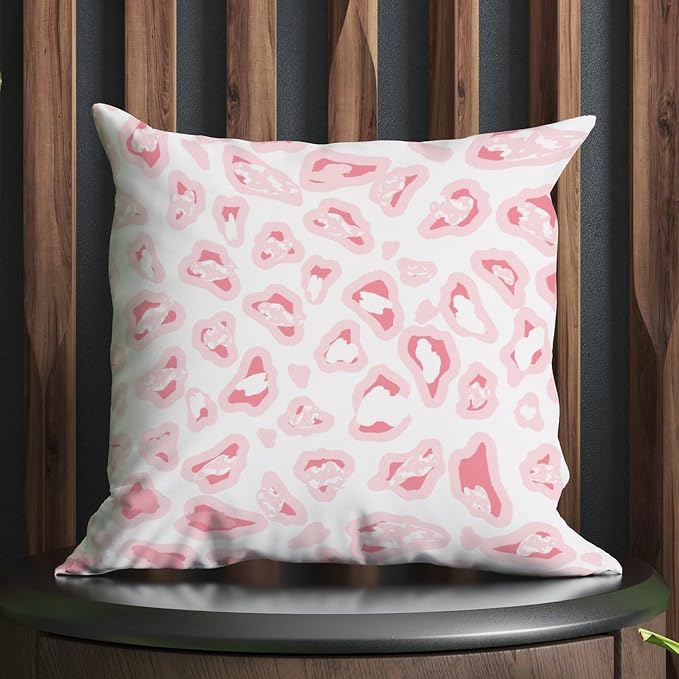 Cushion Cases Chinoiserie Cheetah Print Pillows Farmhouse Light Pink and Pink White Pillow Cover Accent Farmhouse Decor Pillow for Sofa Bed Chair Car 16x16 in
