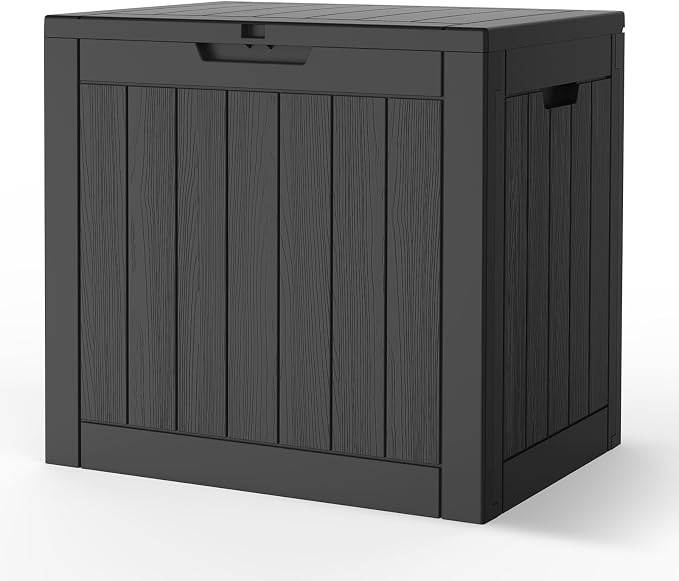Outdoor Storage Bins, 22 Gallon Small Deck Box, Waterproof Storage bins, Lockable Patio Storage box for Package Delivery, Porch, Garden Tools, Anti-Theft Weatherproof & UV-Resistant Parcel Drop Box