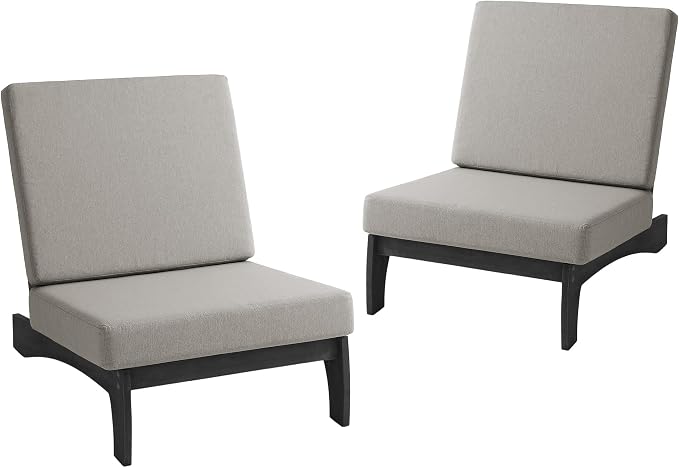 Pia Ricoo Patio Chairs Set of 2, Heavy Duty Wood Patio Furniture Set with Thick Cushions, Bistro Set All-Weather Outdoor Chairs for Balcony, Deck, Poolside, Porch - Light Camel/Dark