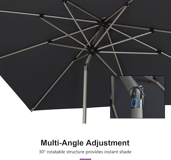 PURPLE LEAF 4' x 6' Rectangle Outdoor Umbrella for Patio with Tilt Adjustment, Patio Table Umbrella for 3 Year Fade Resistant, Aluminum Pool Market Umbrella for Deck, Garden, Patio, Poolside or Lawn