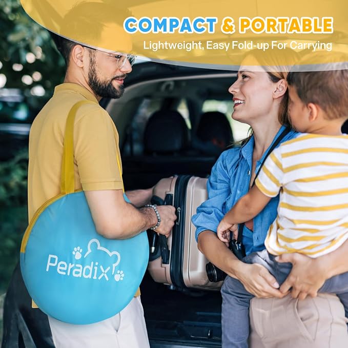 Peradix Baby Beach Tent, Paddling Pool for Kids & Pets with UV Sun Shelter Canopy, Mosquito Net - Portable Pop Up Infant Ball Pit Tent, Toddler Wading Pool, Perfect for Summer Beach Fun
