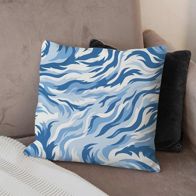 Blue Tiger Print Pillow Cover Animal Tiger Print Pillowcase 26x26 INAbstract Accent Outdoor Garden Decoration for Patio Garden Couch Tent