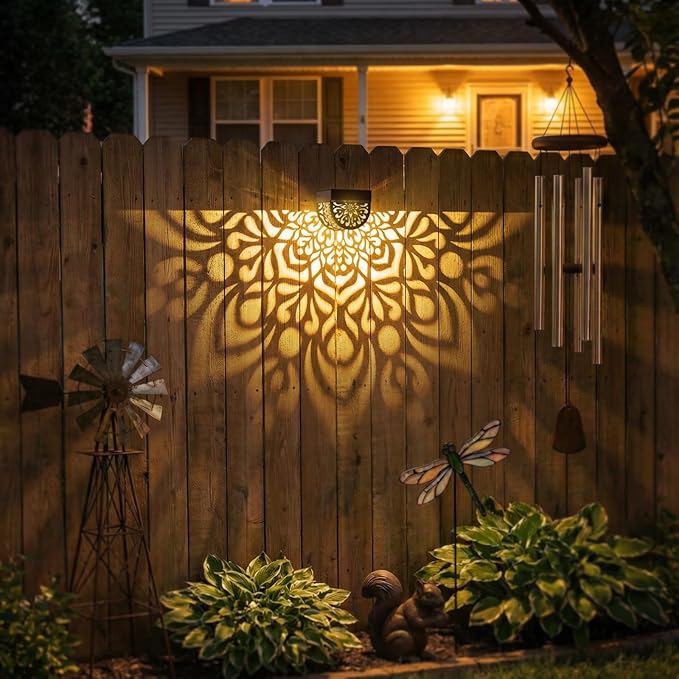 Hapjoy Solar Fence Lights Outdoor 4 Pack Solar Step Lights LED Powered Wall Lights Decorations Warm Yellow Light Waterproof Decorative Lighting for Garden, Front Door, Backyard (Black 2)