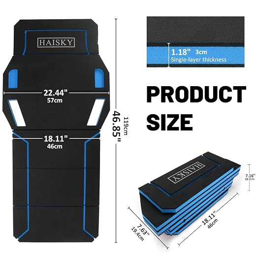 Foldable Mechanic Kneeling Pad,22.44" Wide EVA Foam Mat,1 Pack,Blue | 1.2" Thick High Density Cushioning Foam Kneeling Mat with Tool Slots for Car Repair, Gardening, Yardwork,Auto-Repair,Camping