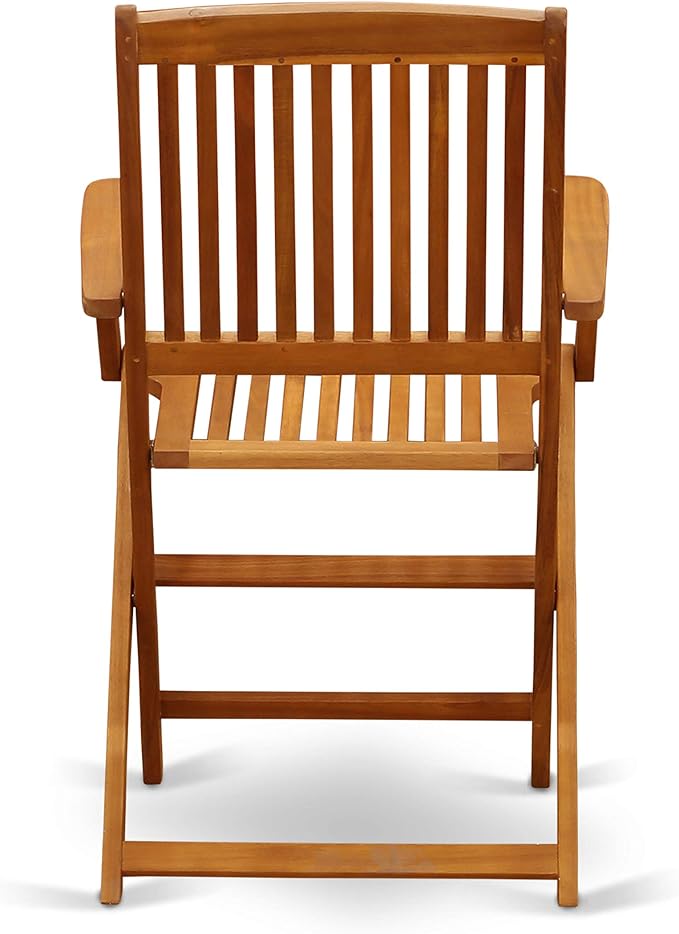 East West Furniture BSCM9CANA 9 Piece Outdoor Patio Dining Sets Includes an Oval Acacia Wood Table and 8 Folding Arm Chairs, 36x78 Inch, Natural Oil
