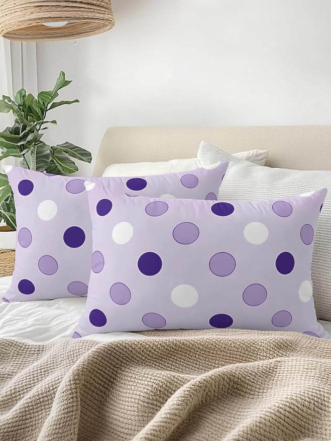 Waterproof Outdoor Pillow 1 Pack Purple Polka Dots Decorative Throw Pillows Cover & Insert 20x12 Inch Lumbar Pillowcase Funny Circles Spots Pillows for Couch Sofa Bed Patio Furniture Indoor Outdoor