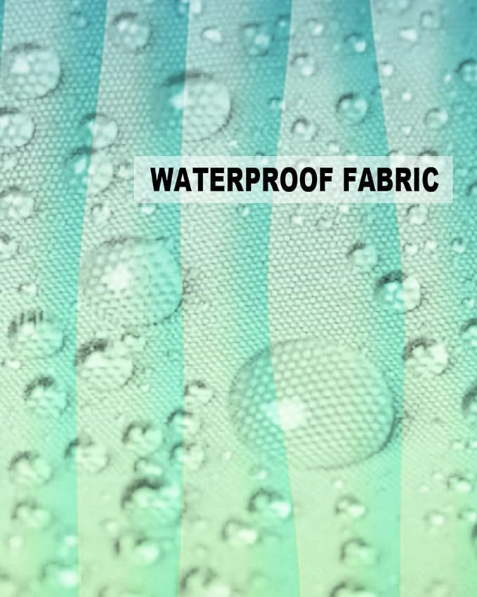 Outdoor Waterproof Pillow Covers Set of 2, Simple Abstract Geometric Blue Green Gradient Lines Patio Throw Pillow Covers, Decorative Cushion Case for Couch Sofa Furniture Garden, 24x24 Inch