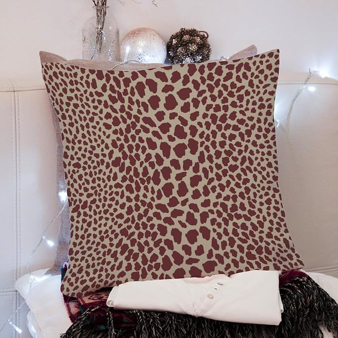 Brown Cheetah Leopard Print Outdoor Cushion Cases African Animal Stripe Throw Pillow Cover Accent Waterproof Pillows for Patio Furniture Garden 22x22 in