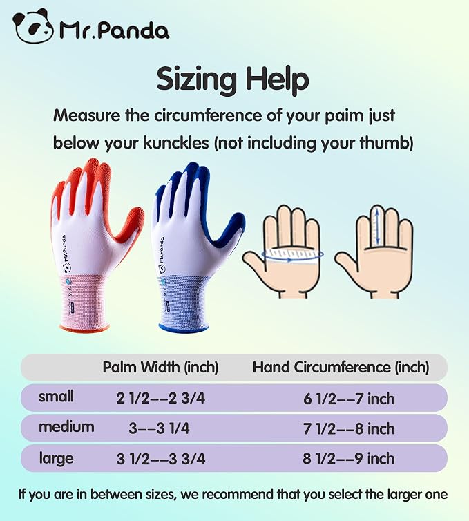 Mr.Panda 2 Pairs Skin-Friendly Gardening Gloves for Women, Latex Coated Garden Gloves, Ladies Outdoor Yard Work Gloves, Breathable, Blue & Red, Small