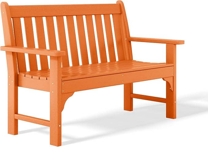 WestinTrends Malibu 3-Piece HDPE Outdoor Patio Furniture Couch and Coffee Table Set, Orange