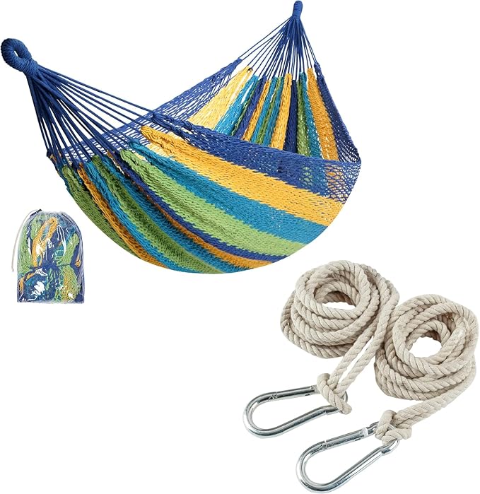 Handwoven Mayan Hammock with 2 Tree Swing Hanging Straps Hammock Rope