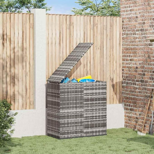 Outdoor Cushion Storage Box, 39.4x19.3x40.7 Inch Weather-Resistant PE Rattan Deck Bin with Gas Lift, Grey Patio Garden Furniture Organizer for Pillows Blankets
