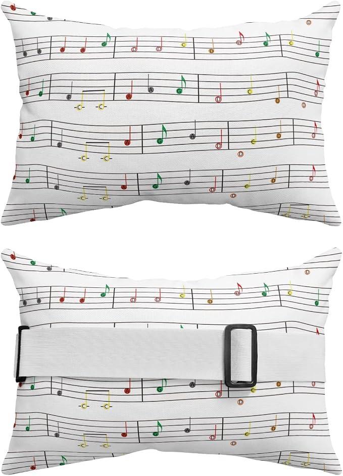 Outdoor Pillows Covers with Inserts Pentatonic Music Notation White Minimalism Waterproof Recliner Pillow with Adjustable Strap Throw Pillows for Patio Furniture Pool Lounge Chair, 11x16 inch, 1PCS