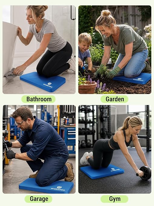 WORKPRO Extra Thick Kneeling Pad, 17.5 x 11 x 1.5 in, Blue | Soft NBR Foam Cushioning for Knee, Large Foam Kneeler Mat, For Gardening, Bathing Baby, Exercise, Workout Supplies