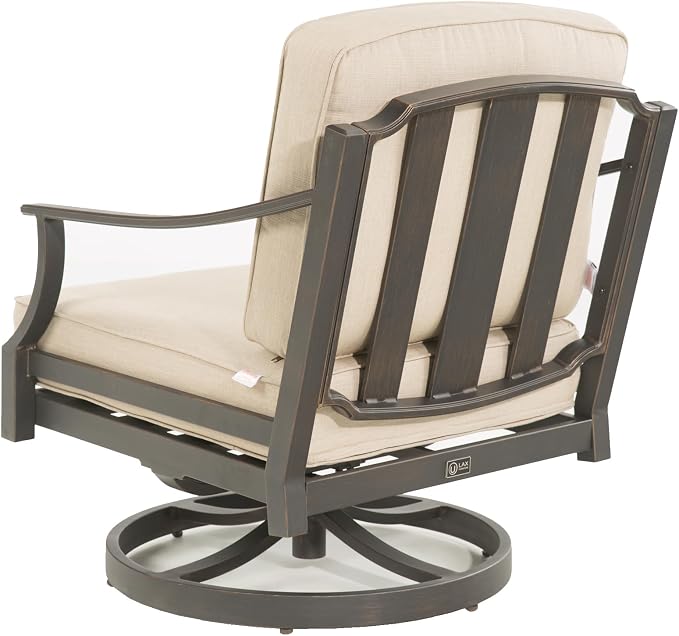 PEAK HOME FURNISHINGS Tamarin Outdoor Swivel Conversation Set in Bronze Aluminum with Ottoman