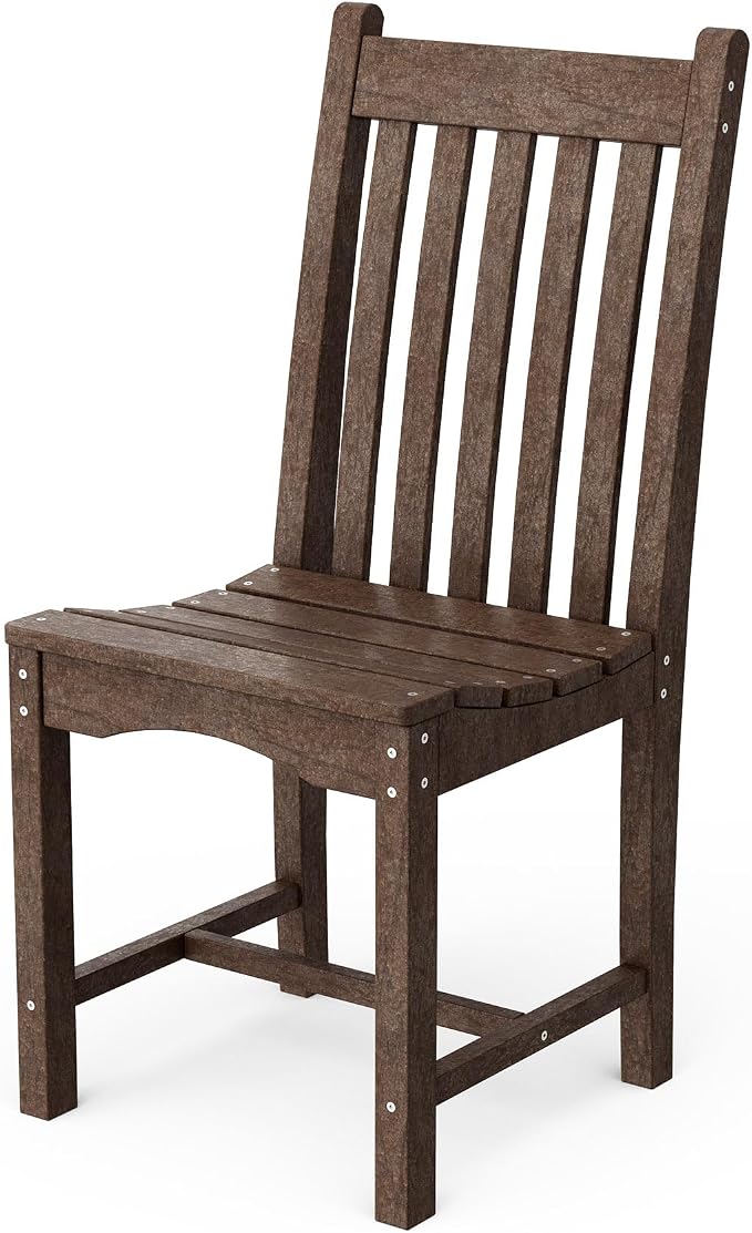 Wildridge Classic 7-Piece 44"x84" Dining Set, Tudor Brown - Outdoor Weather Resistant Recycled Plastic Furniture for Patio