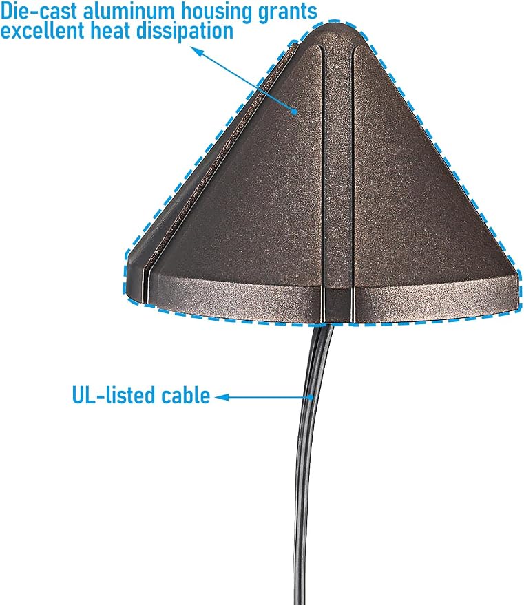 LEONLITE 4-Pack 5CCT Low Voltage LED Deck Light Triangle Oil Rubbed Bronze | 12-24V AC/DC Stair Railing Light, CRI90, IP65, Aluminum, Landscape Step Fence Lighting, 1800K/2700K/3000K/4000K/5000K