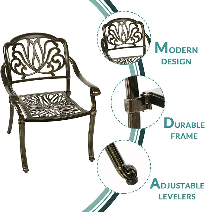 MEETWARM 9-Piece Outdoor Patio Dining Set, 8 Outdoor Dining Chairs and 1 Oval Table with 2" Umbrella Hole, All Weather Cast Aluminum Patio Funiture Set for Backyard, Patio, Garden