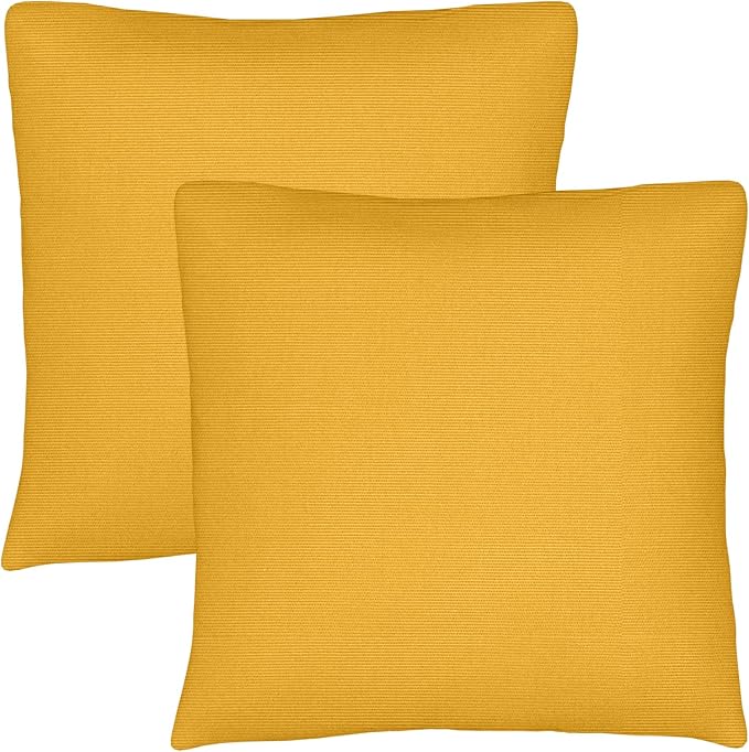 Covers & All Sunbrella Throw Pillows Set of 2, 16 x 16 Inch Square Outdoor & Indoor Cushions with Insert, Fade & UV Resistant Fabric (Canvas Sunflower)