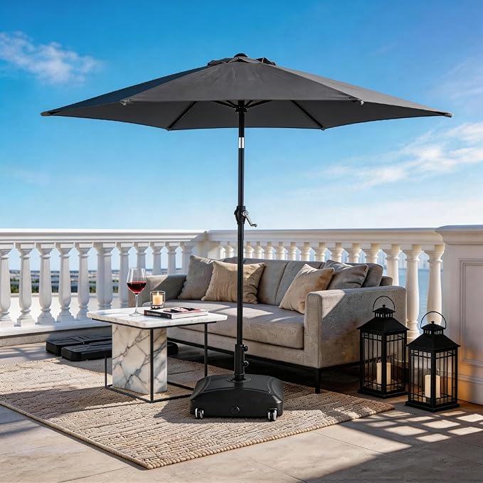 Outdoor Patio Umbrella, 7.5ft Sun Umbrella with Tilt Adjustment and Crank, 6 Ribs Outdoor Umbrellas for Patio, Deck, Garden，Yard, Poolside