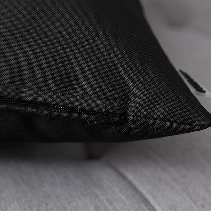 MIULEE Decorative Outdoor Waterproof Pillow Covers 12x20 Black | Decorative Patio Furniture,Pack of 2,Accent Lumbar Soild Throw Pillow Covers,Summer Garden Tent Couch Sofa