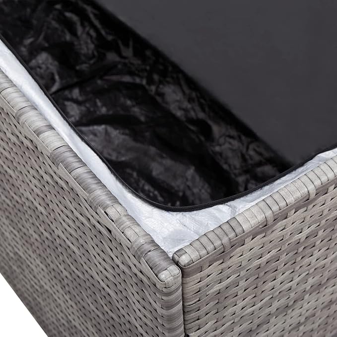 Festnight Patio Storage Box Deck Box for Patio Furniture, Outdoor Cushions, Garden Tools and Pool Toys Poly Rattan 39.4"x19.7"x19.7" Gray