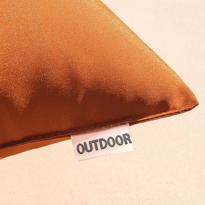 MIULEE Decorative Outdoor Waterproof Pillow Covers 16x16 Burnt Orange | Decorative Patio Furniture,Pack of 2,Accent Square Soild Throw Pillow Covers,Summer Garden Tent Couch Sofa
